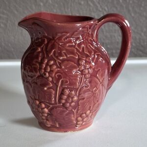 Vintage Uhl Pottery Grapes And Leaves Ceramic Pitcher